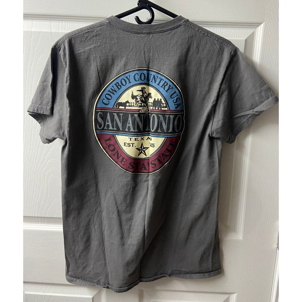 Cowboy Country USA Texas T shirt Size Medium Gray Graphic Cotton Western